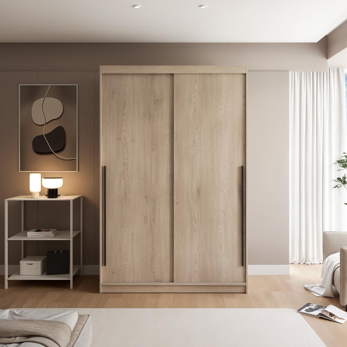 SCHIEBETÜRENSCHRANK SILENTE 140 cm mit Einlegeböden und Kleiderstange - Braun, Holzwerkstoff (140/215/60cm) - Idohome