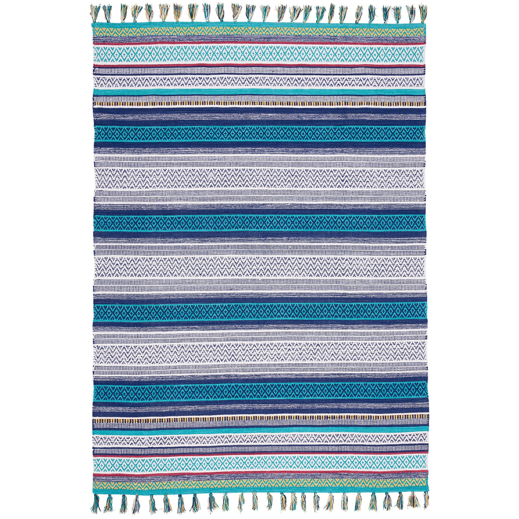 KELIM BAUMWOLLE NATUR TEPPICH GRACE - Blau, Textil (200/290cm) - Pergamon