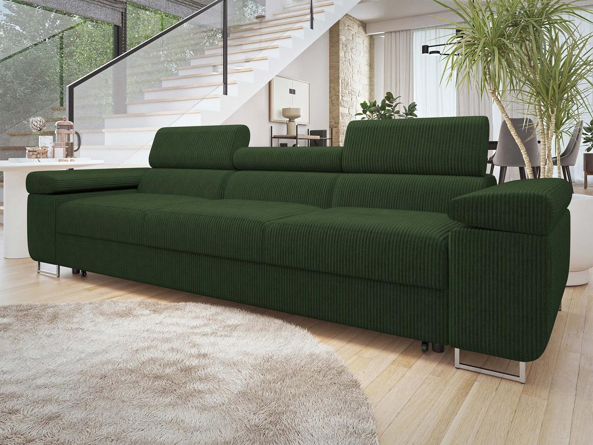 SCHLAFSOFA Torezio 3 Bis Cord - Grün, Holz/Textil (263/90/102cm) - MIRJAN24