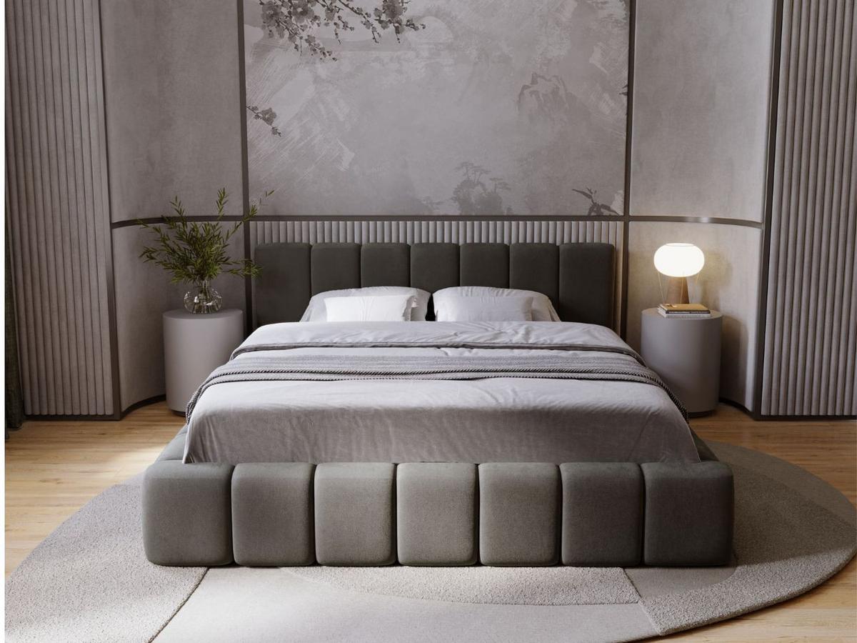 POLSTERBETT Orio 180x200 Dunkelgrau - Dunkelgrau, Textil (180/200cm) - Graingold