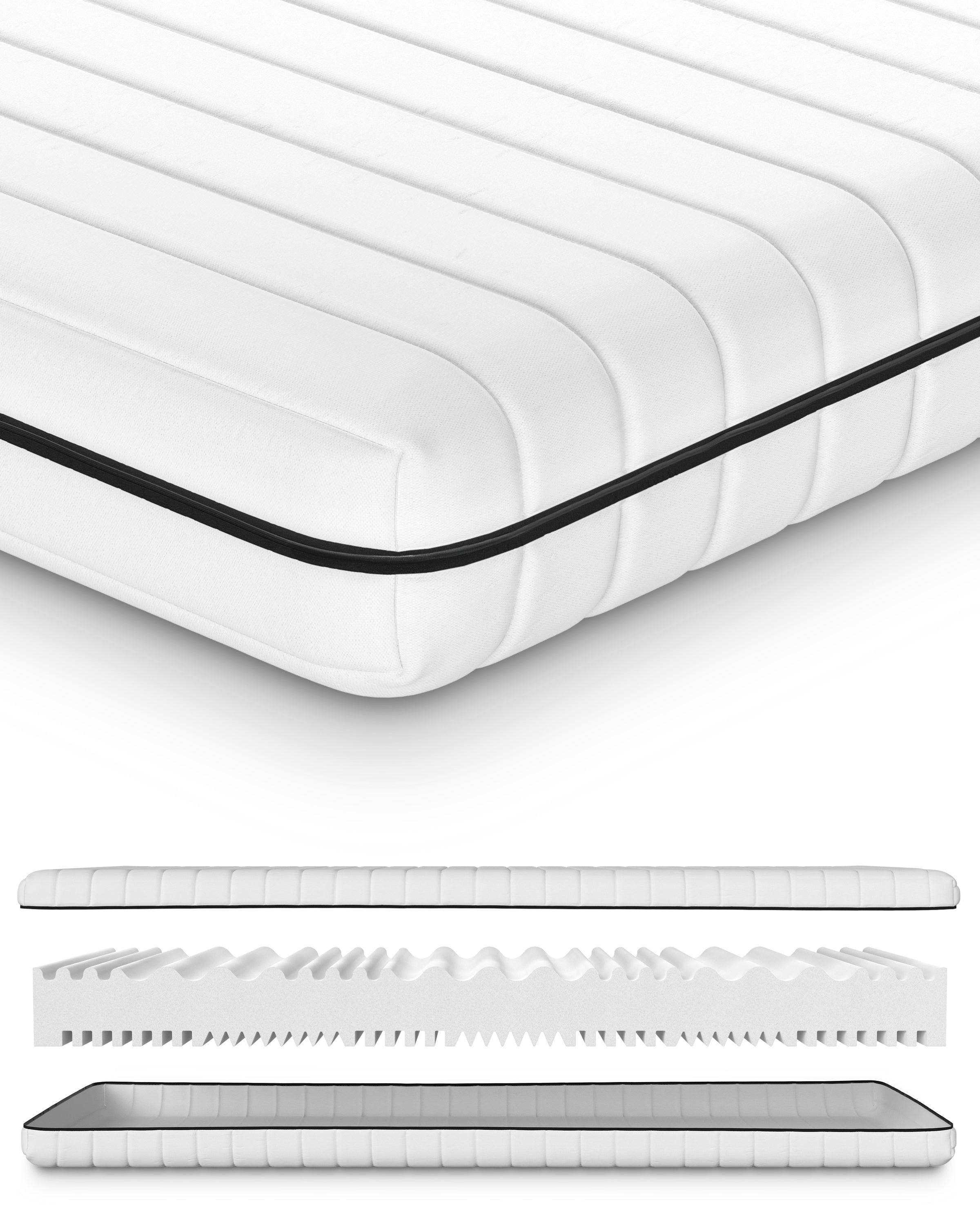 WENDEMATRATZE H2 H3 100x200 cm – 7 Zonen Kaltschaummatratze ca. 15 cm – Jugendmatratze & Alltagsmatratze mit waschbarem Bezug - Weiß, Textil (100/200cm) - Mister Sandman