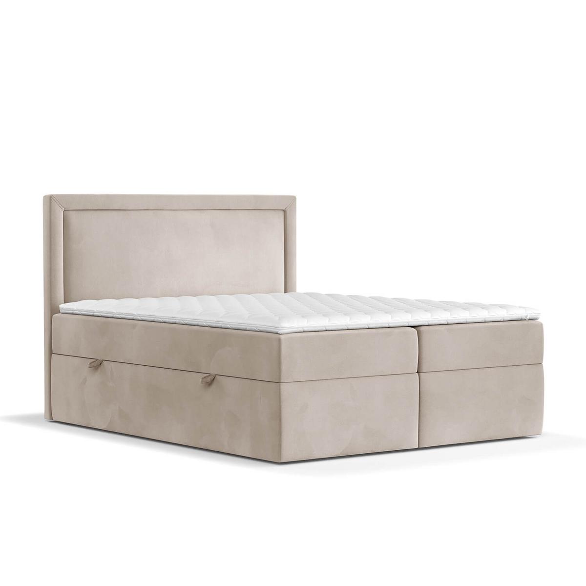 BOXBETT Jodan 140/200 cm Beige im Magic Velvet Stoff - Beige/Schwarz, Holz/Holzwerkstoff (140/200cm) - AltaBeds