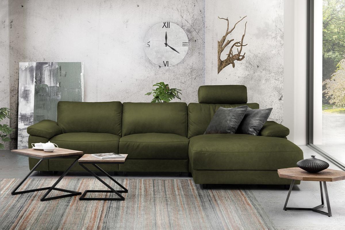 ECKSOFA XL MOTORISCHER RELAXFUNKTION LOLA Dunkelgrün Webstoff Relaxfunktion - Dunkelgrün/Schwarz, Textil (304/178cm) - KAWOLA