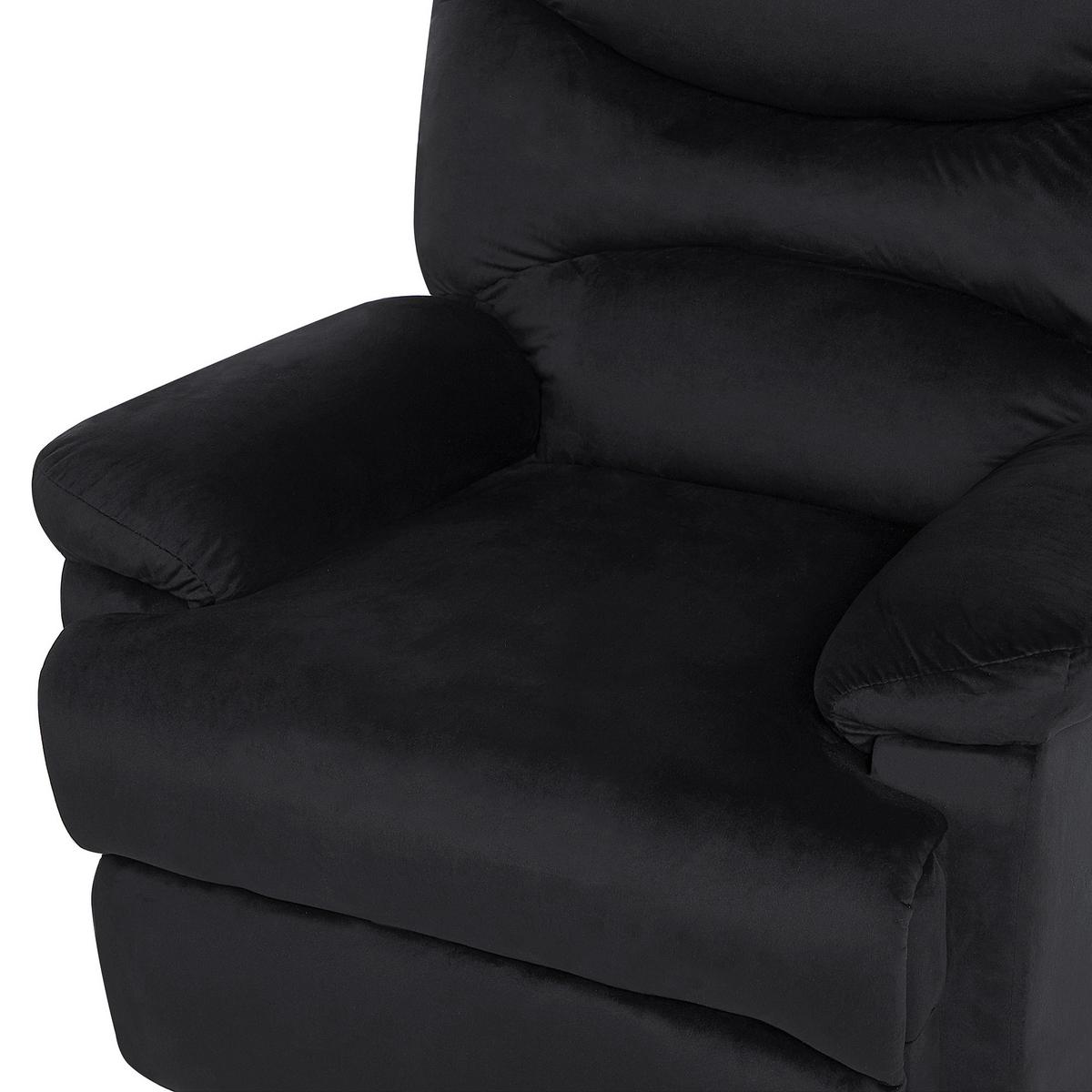 SESSEL Samtstoff schwarz verstellbar Eslov - Schwarz, Textil (85/103/90cm) - Beliani