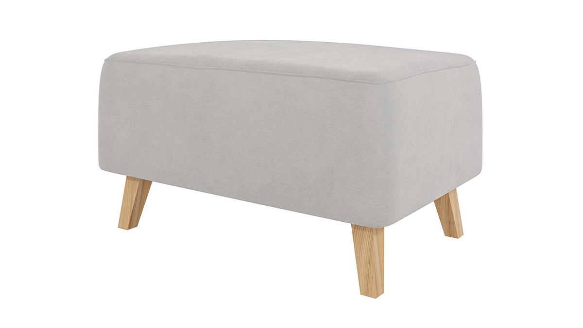 HOCKER Mario Silber Microfaser - Silberfarben/Naturfarben, Buchenholz/Textil (95/51/63cm) - S-Style Möbel