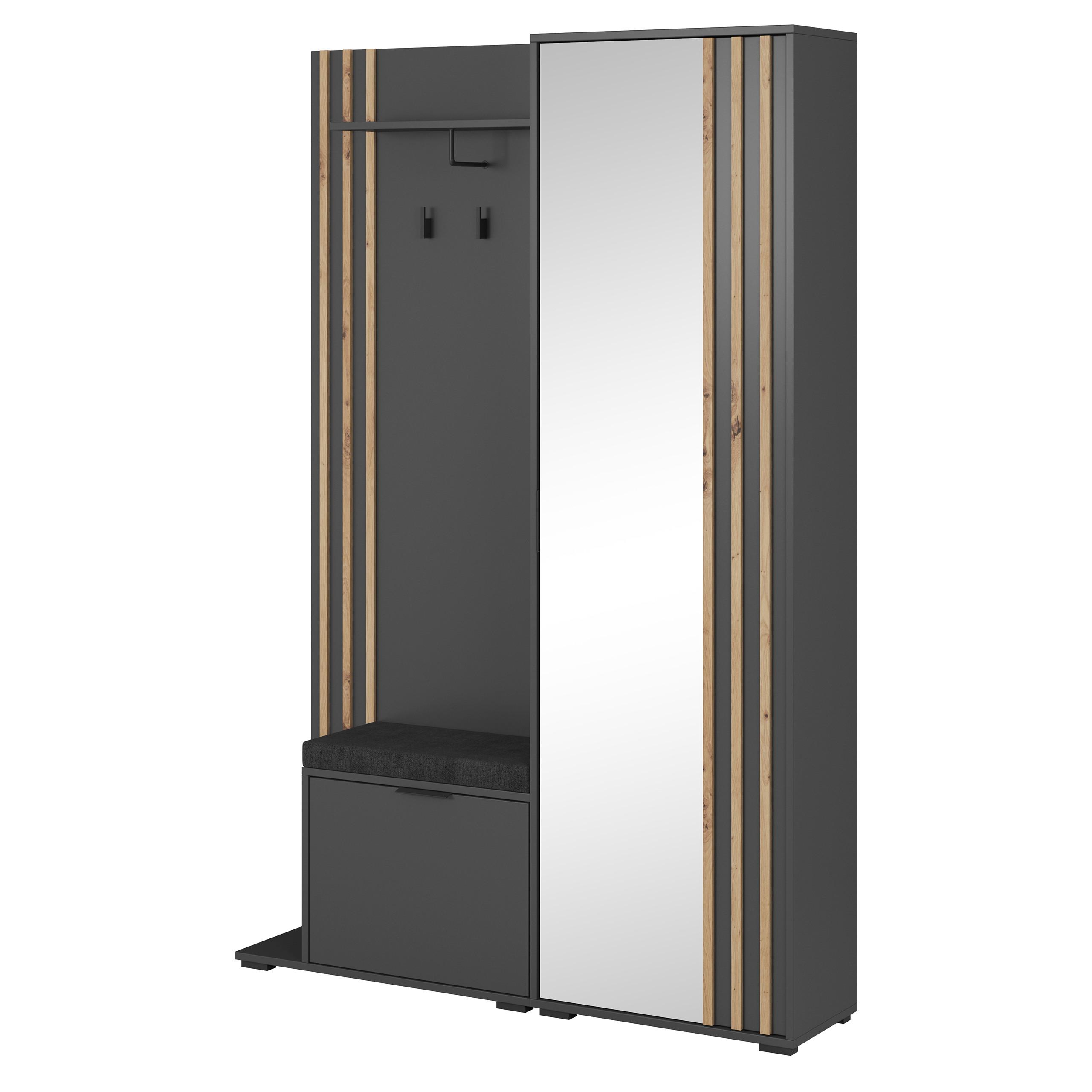 GARDEROBENSCHRANK NELIANA 131/192/40 cm Modern Garderobe-Set Graphitfarben - Graphitfarben, Holzwerkstoff (131/192/40cm) - MASSENO