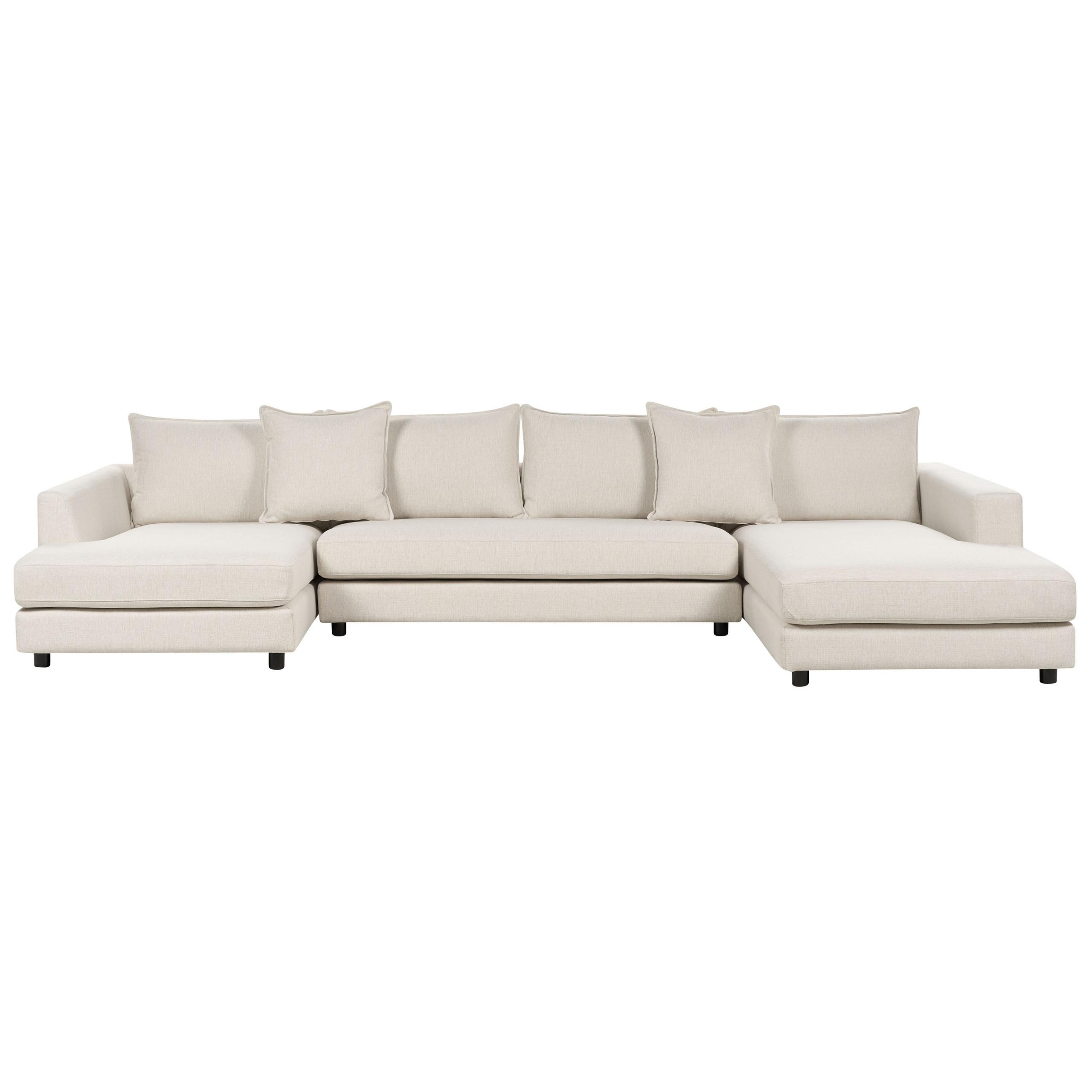 5-SITZER WOHNLANDSCHAFT U-förmig hellbeige Lilviken - Creme/Schwarz, Textil (359/57/194cm) - Beliani