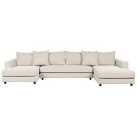 5-SITZER WOHNLANDSCHAFT U-förmig hellbeige Lilviken - Creme/Schwarz, Textil (359/57/194cm) - Beliani