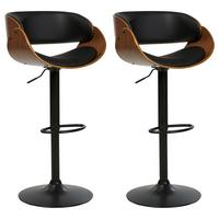 BARSTUHL 2er-Set Kunstleder drehbar SchwarzBaku II - Schwarz, Kunststoff (53/85/45cm) - Beliani