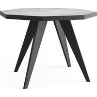 ESSTISCH Diamond Black achteckiger ausziehbarer, Grauer Beton 100-200/100/76 cm - Hellgrau/Schwarz, Holz/Holzwerkstoff (100/200/77cm) - WFL GROUP