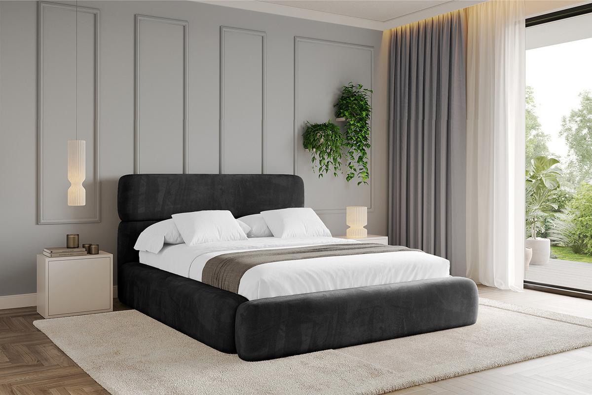 POLSTERBETT mit Bettkasten und Lattenrost, Boxbett ohne Matratze - ENORA 180x200 Schwarz - Schwarz, Holzwerkstoff/Textil (180/200cm) - ALTDECOR