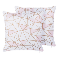 DEKOKISSEN 2er-Set Weiß 45/45 cm Clarkia - Weiß, Naturmaterialien/Textil (45/45cm) - Beliani