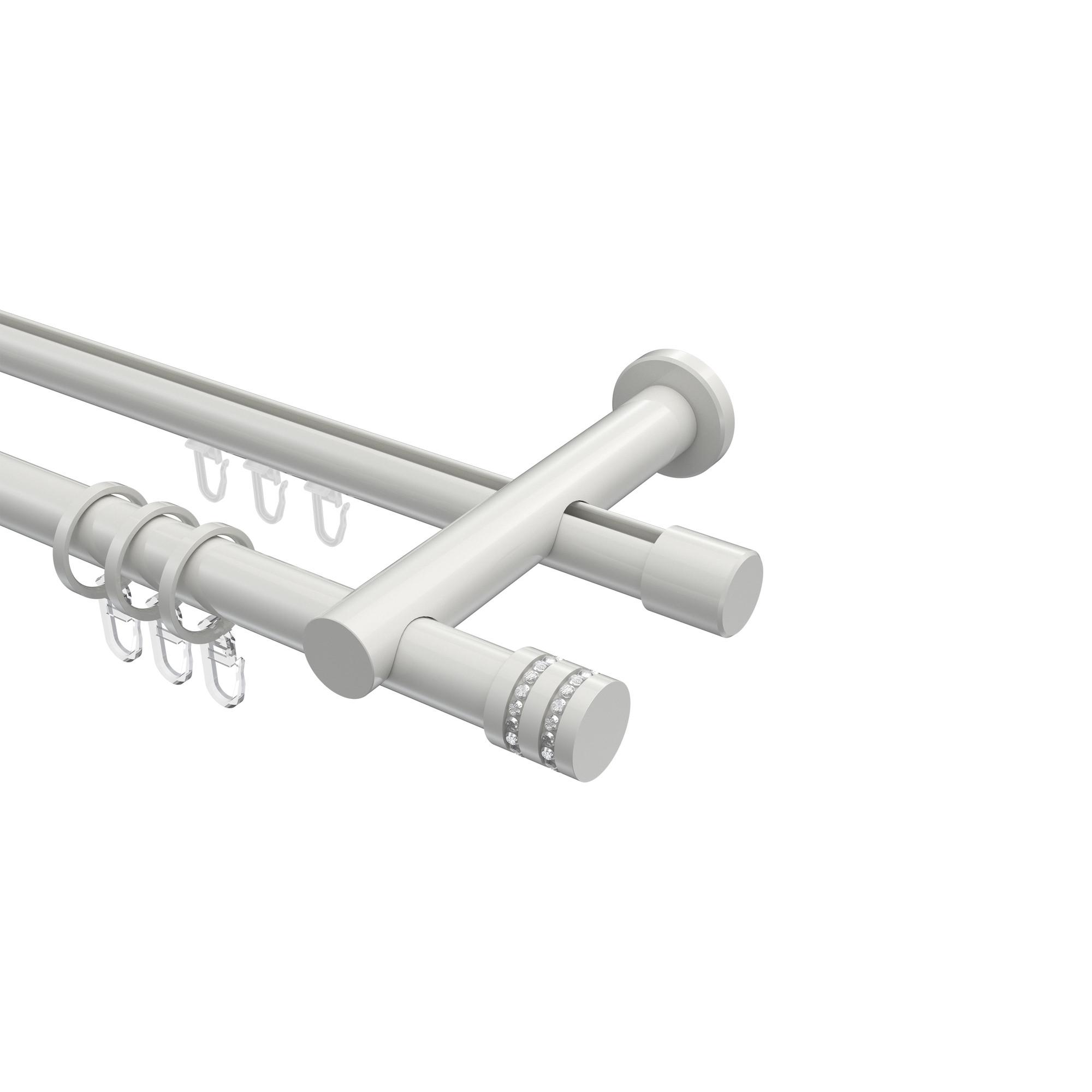 GARDINENSTANGE RUNDROHR-INNENLAUF Platon Estana 480 cm (geteilt in 3 x 160 cm), 2-läufig, 20 mm Ø Weiß - Weiß, Metall (480cm) - INTERDECO