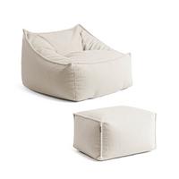 SITZSACK Bouclé Snug mit Hocker - Beige, Textil (150/75/60cm) - Mokebo