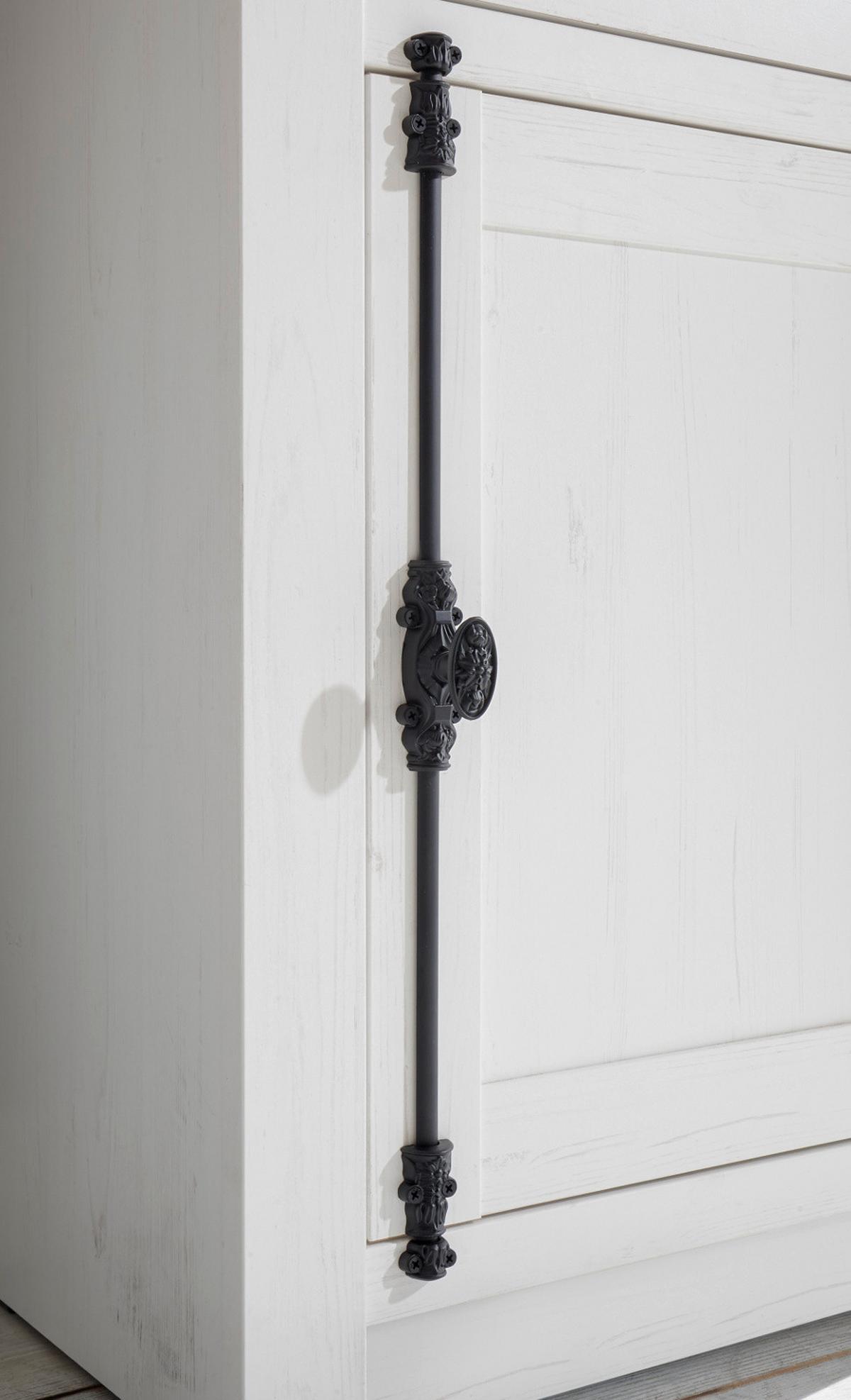 WOHNWAND weiß Pinie Landhaus, Schrankwand 4-teilig 293 x 207 cm - Anthrazit/Weiß, Holzwerkstoff/Metall (63/207/45cm) - Furn.Design