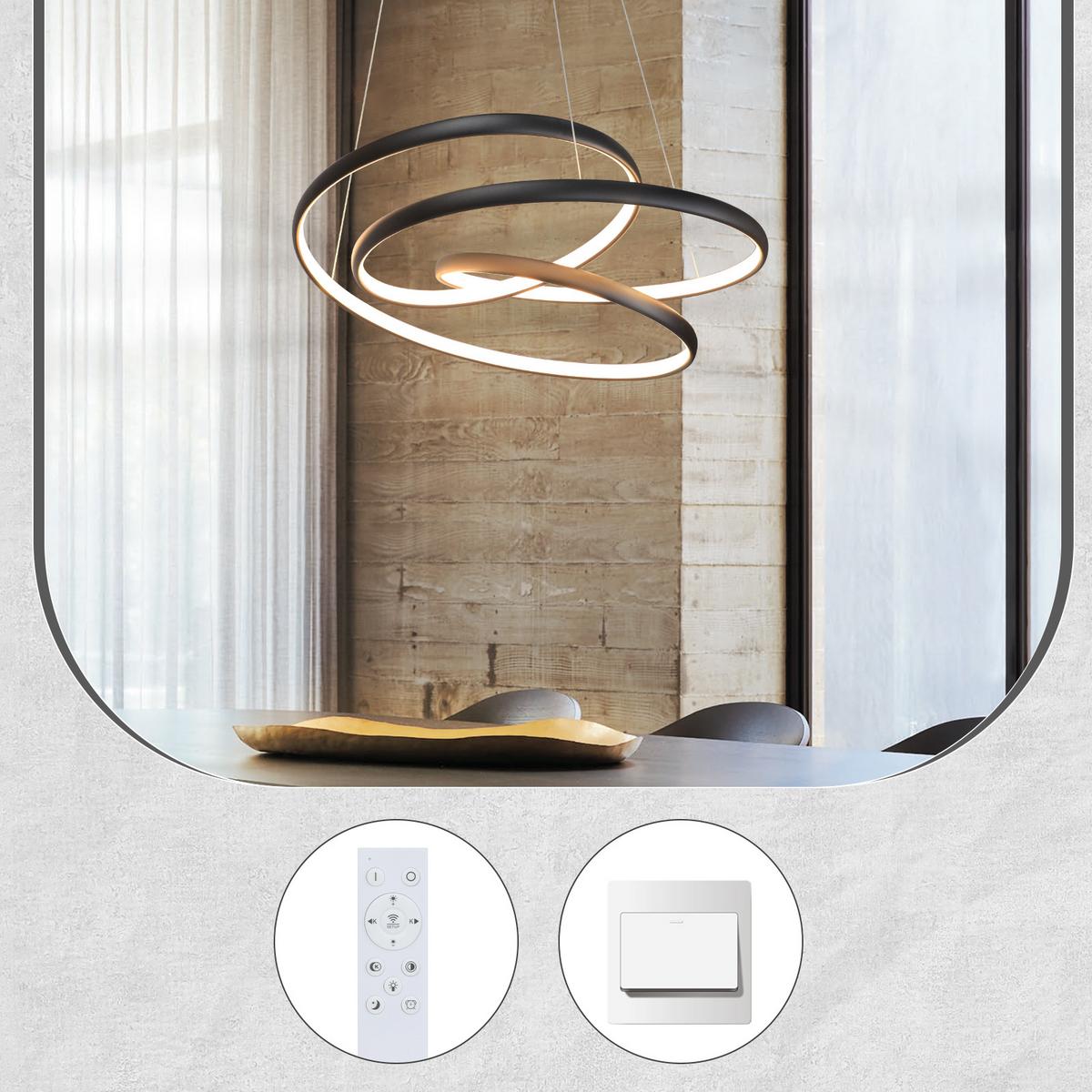 LED-PENDELLEUCHTE Thalindra 50/50/150 cm - Schwarz, Metall (50/50/150cm) - ZMH