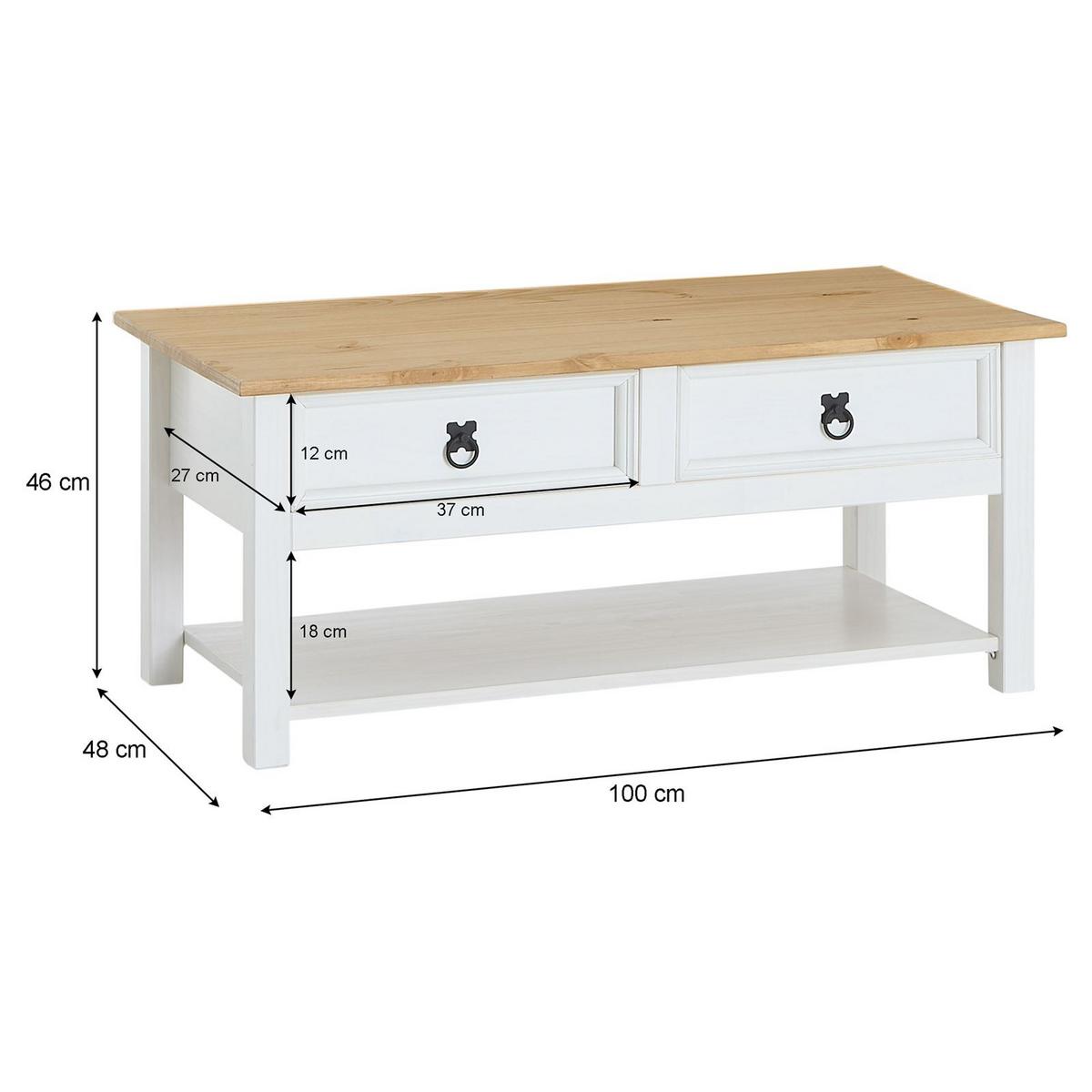 COUCHTISCH TEQUILA - Weiß/Braun, Holz (48/100/45cm) - IDIMEX