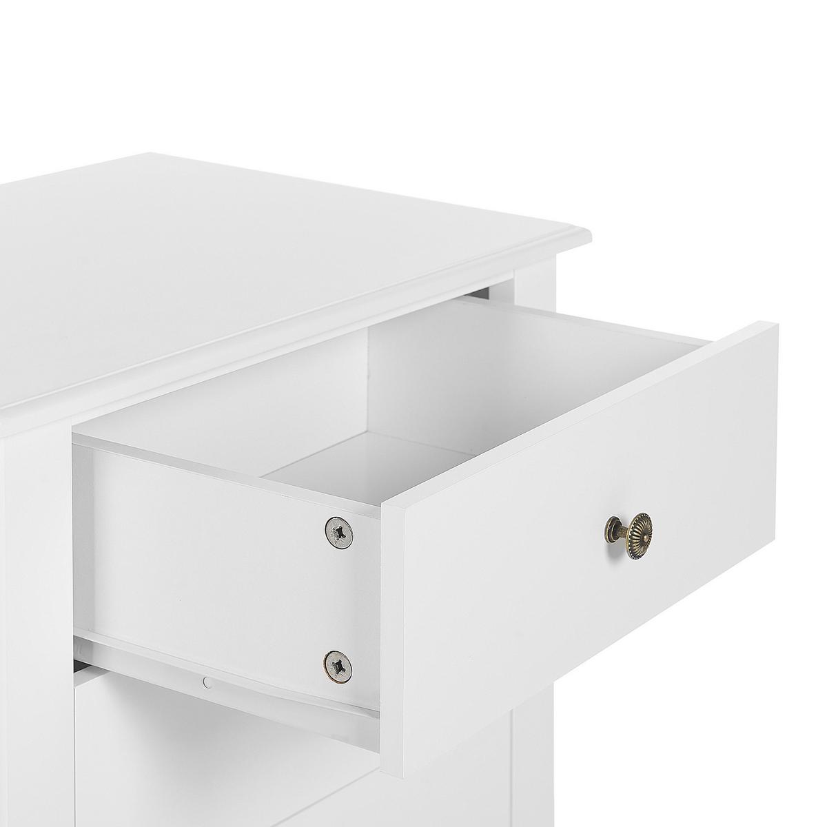 NACHTTISCH weiß 3 Schubladen Lane - Weiß, Holzwerkstoff (48/70/34cm) - Beliani