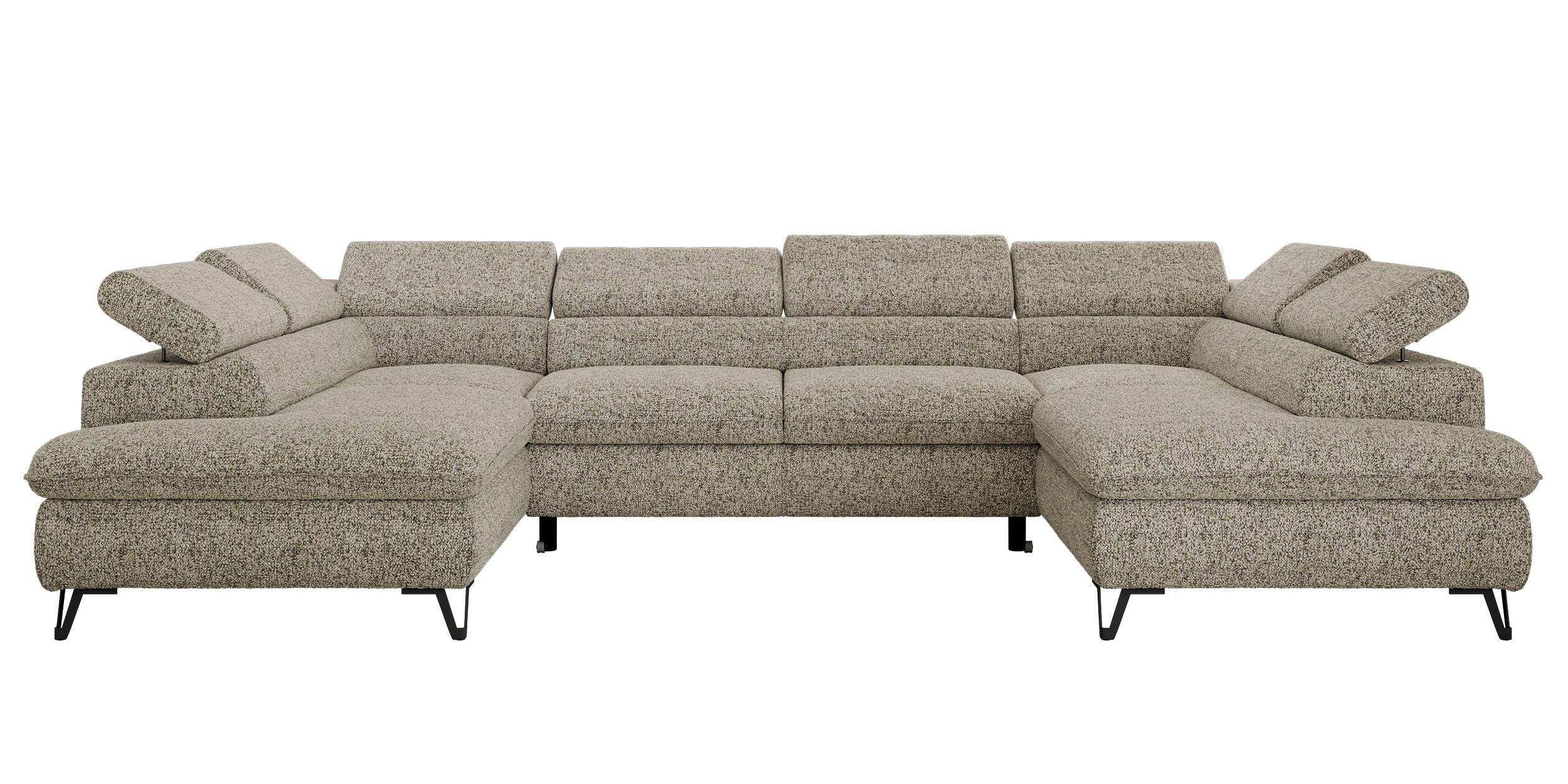WOHNLANDSCHAFT PABLO U Strukture Beige - Beige/Schwarz, Textil/Metall (346/76/208cm) - MKS