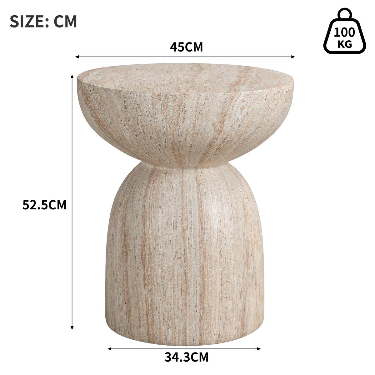 BEISTELLTISCH MgO travertin-optik outdoor leicht - Beige, Stein (45/45/52.5cm) - Urban Meuble