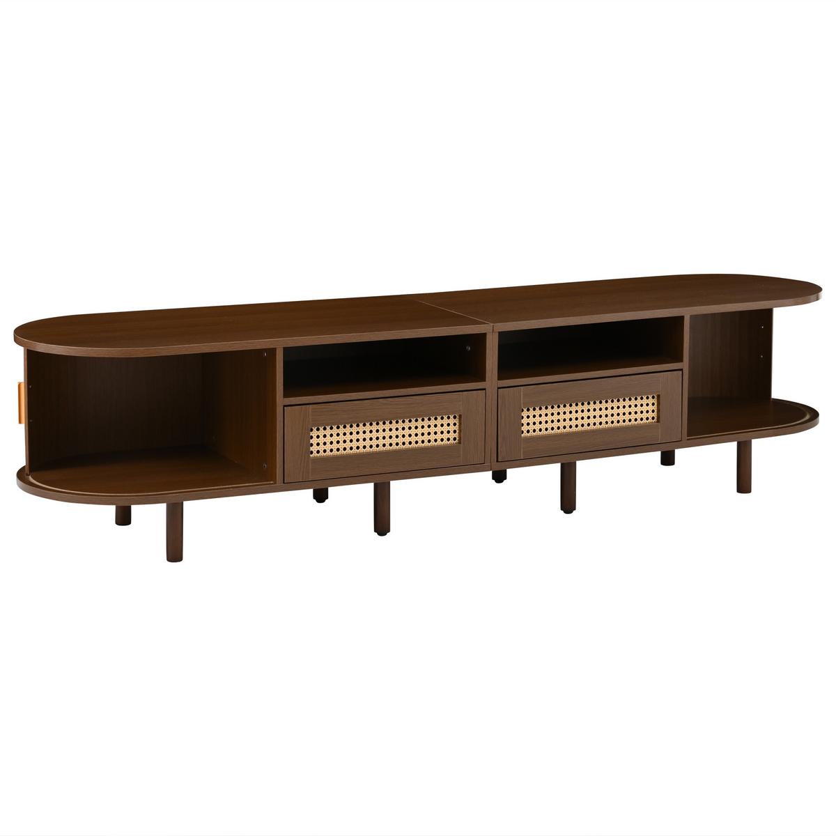 TV-LOWBOARD nussbaum-optik & rattan 170 cm oval mit 8 füßen - Alteiche, Holzwerkstoff (170/40/40cm) - Urban Meuble