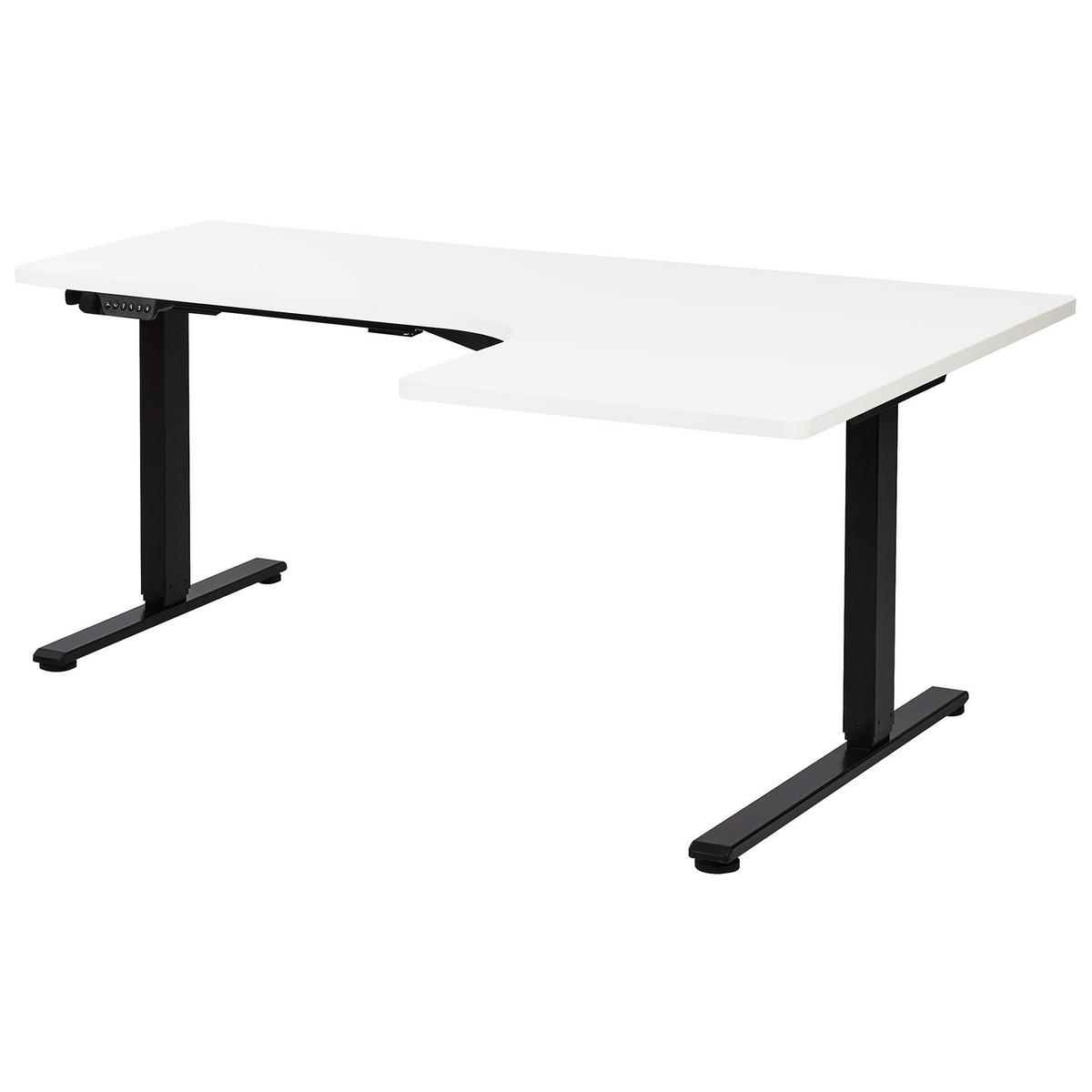 SCHREIBTISCH 160x60 cm elektrisch Schwarz/Weiß Destines - Schwarz/Weiß, Holzwerkstoff (109/160/60cm) - Beliani