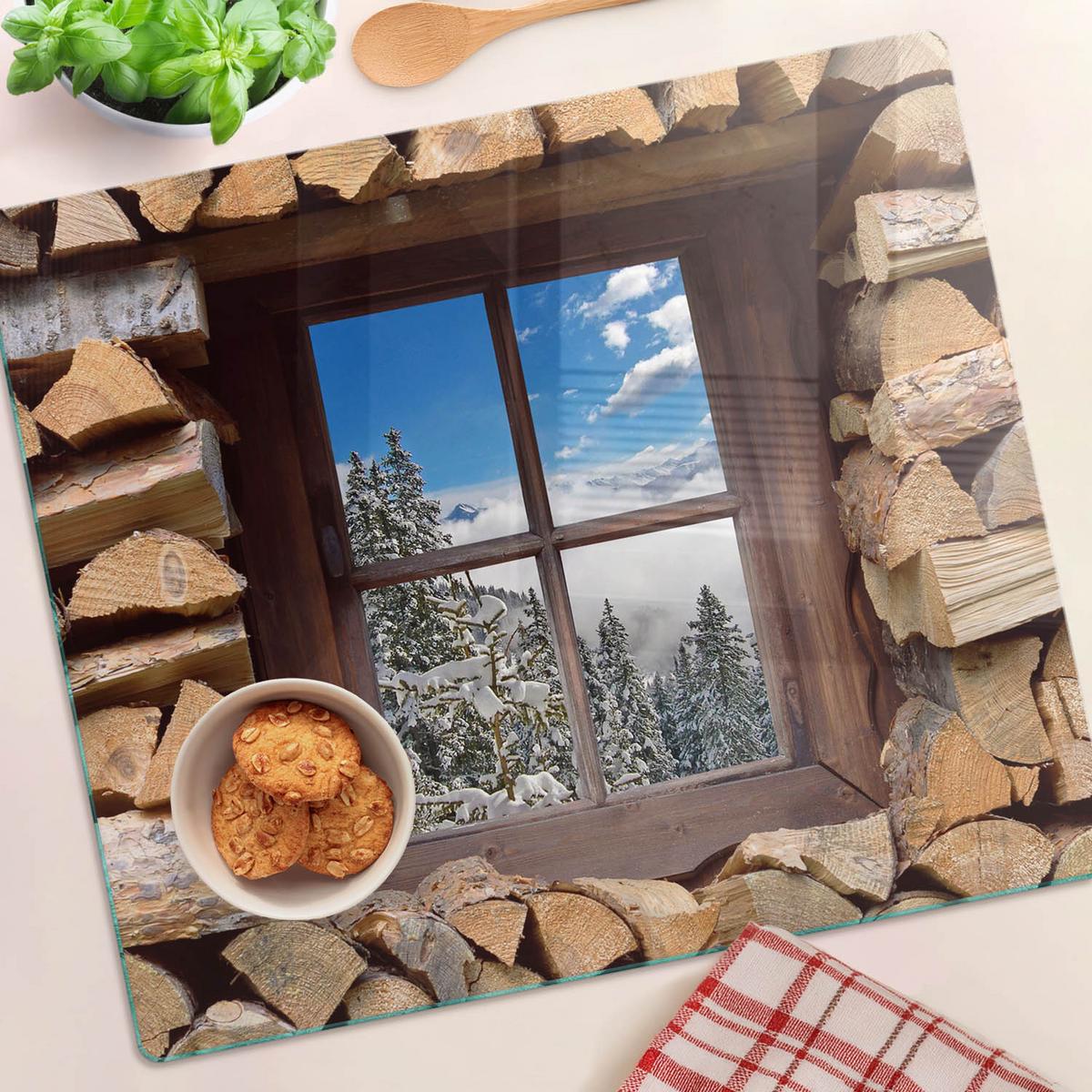 GLASPLATTE 60x52 cm Winterfenster - Multicolor, Glas (60/0.4/52cm) - TULUP