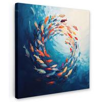 LEINWANDBILD Meer - Fische - Bunt - Dynamisch Deko Wohnzimmer 20x20 cm - Hellblau, Textil (20/20cm) - MuchoWow