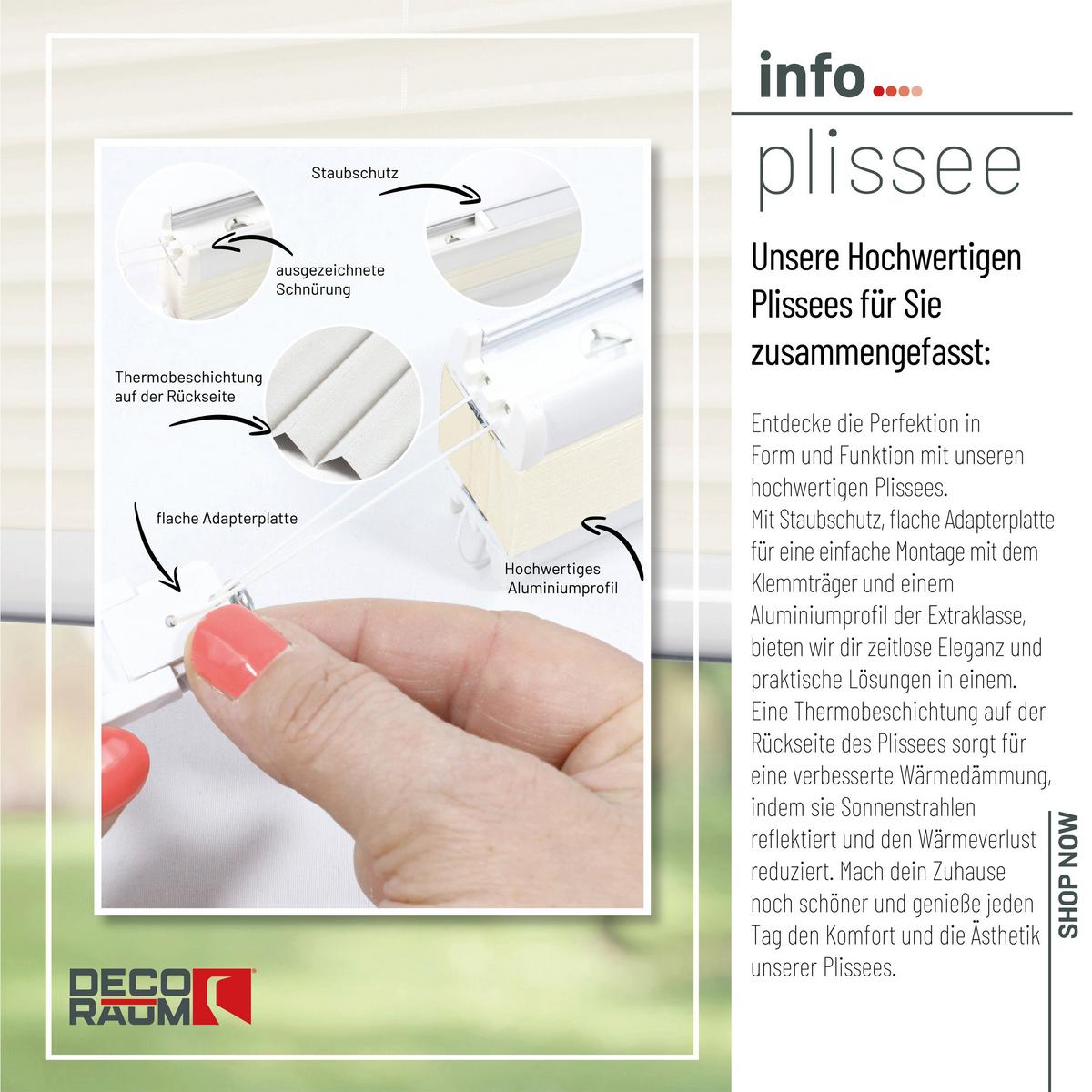 PLISSEE Thermo Basic 75 x 150cm Klemmfix ohne Bohren - Creme, Textil (75/150/150cm) - Deco-Raum