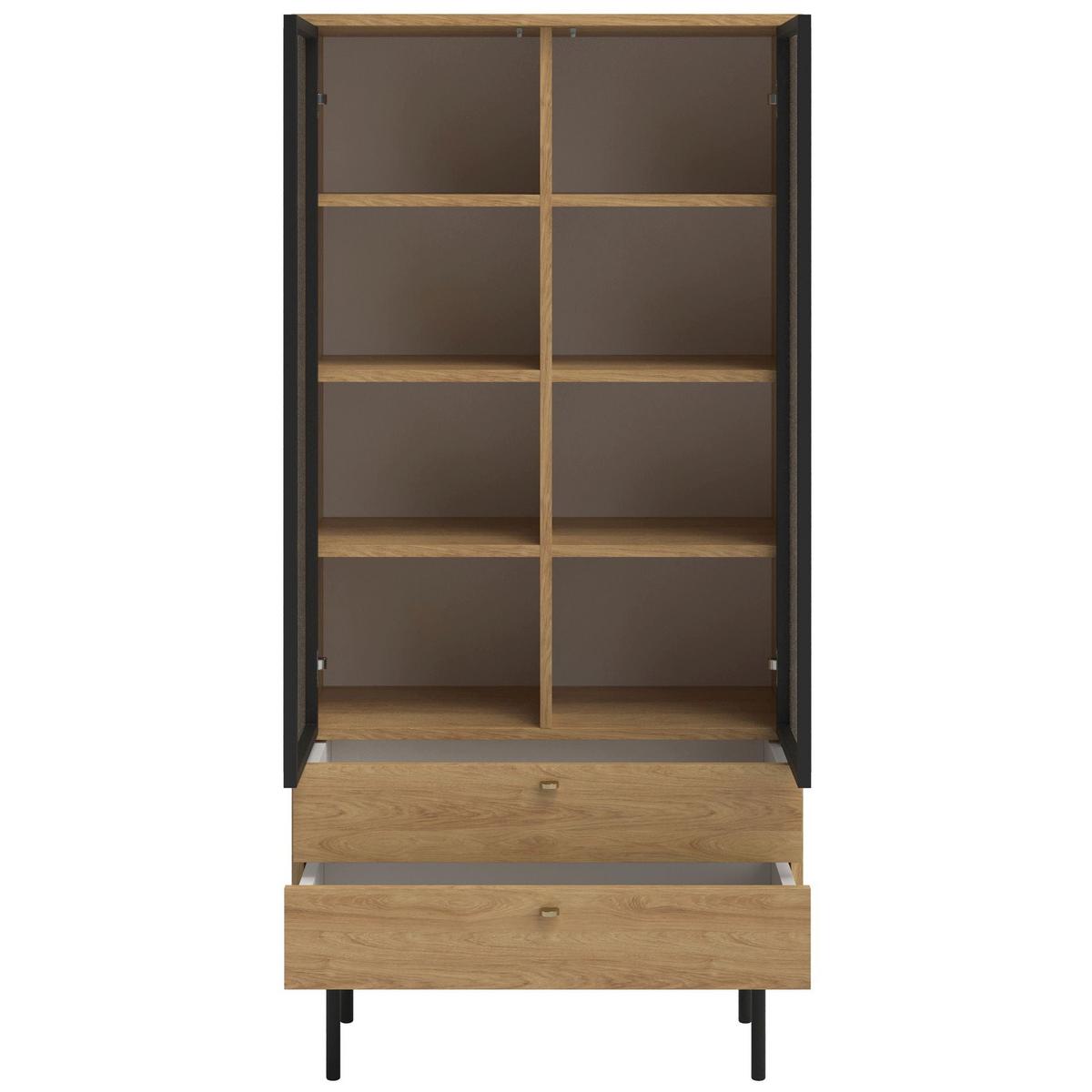 VITRINE Olar II Holzoptik Hickory Natur 85 cm - Beige/Goldfarben, Holzwerkstoff/Metall (85/179/41cm) - Selsey