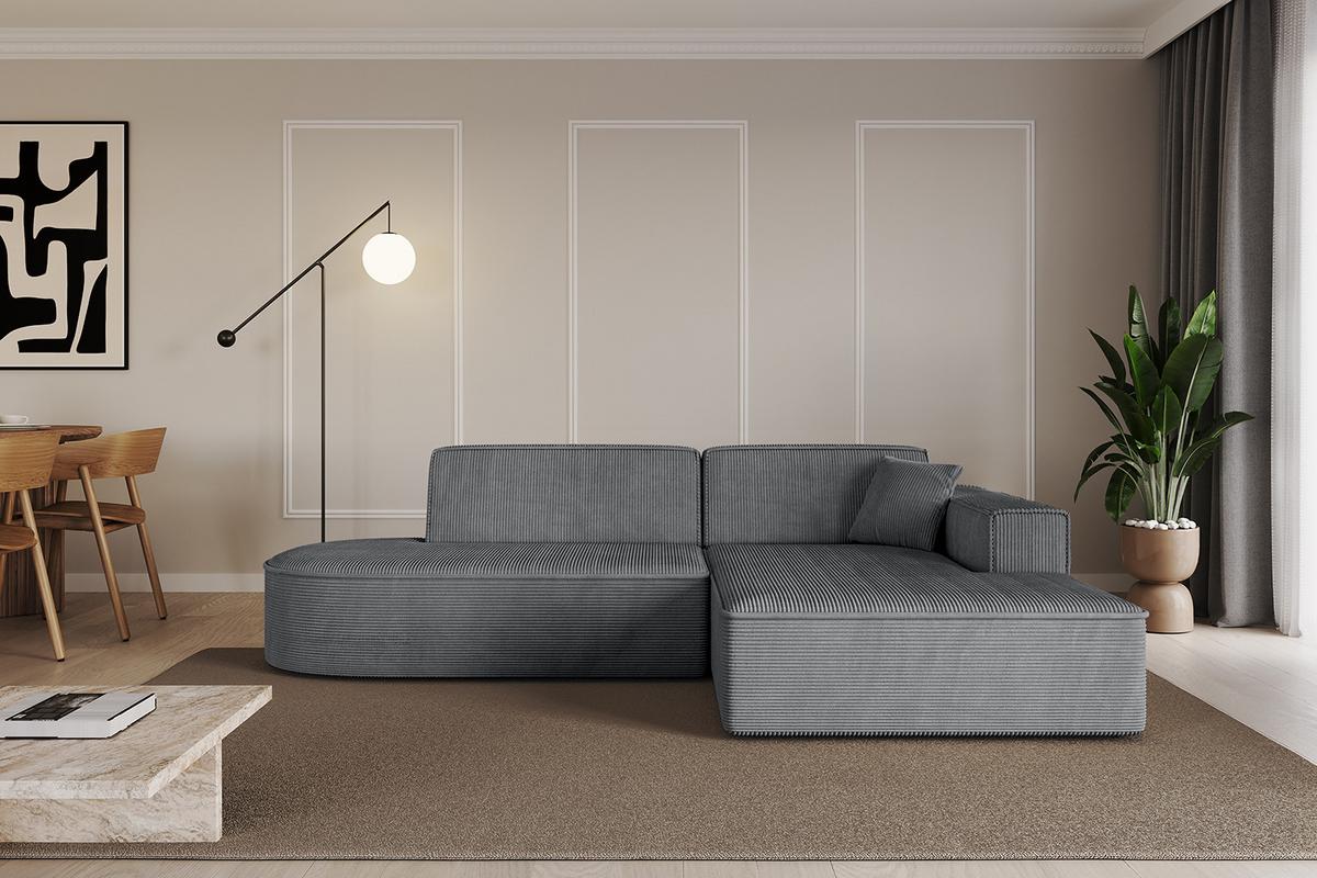 ECKSOFA Ottomane Rechts IREA-L1-v4 - 232x165x77 cm Duneklgrau - Dunkelgrau, Holzwerkstoff/Textil (232/165cm) - ALTDECOR
