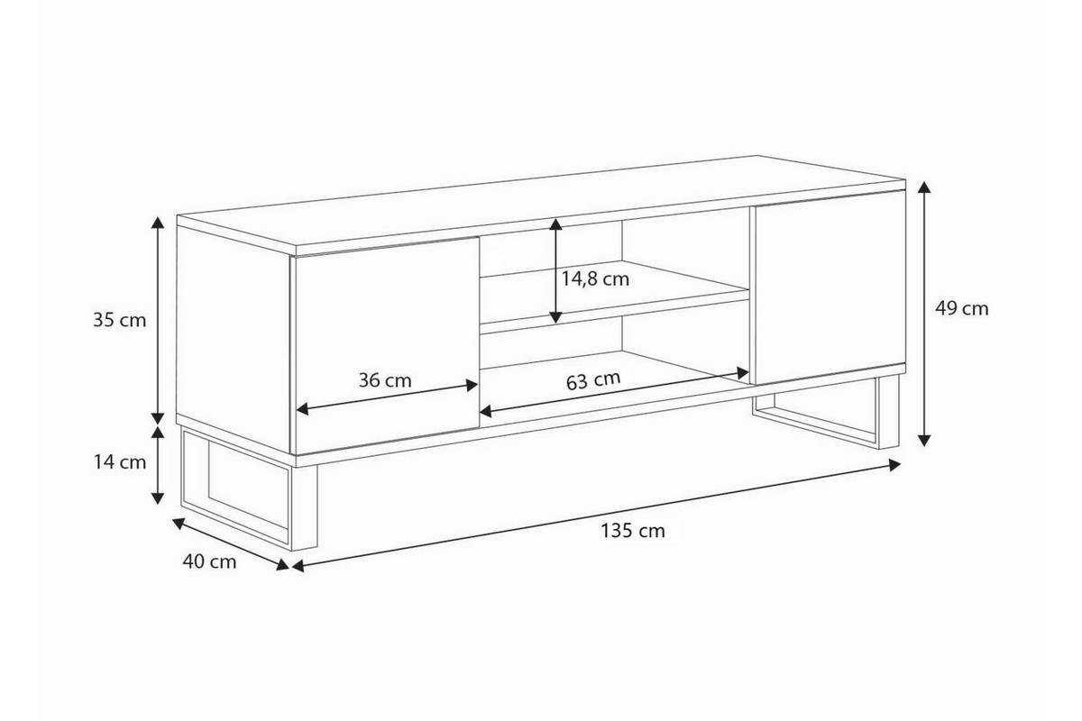 LOWBOARD Focus - Eichefarben/Schwarz, Holzwerkstoff (40/49/135cm) - RAUMHIRSCH FURNITURE