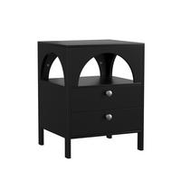 NACHTTISCH Schwarz 45 cm – Nachtkonsole mit 2 Schubladen & offenem Fach - Schwarz, Holzwerkstoff (45/58/40cm) - Urban Meuble