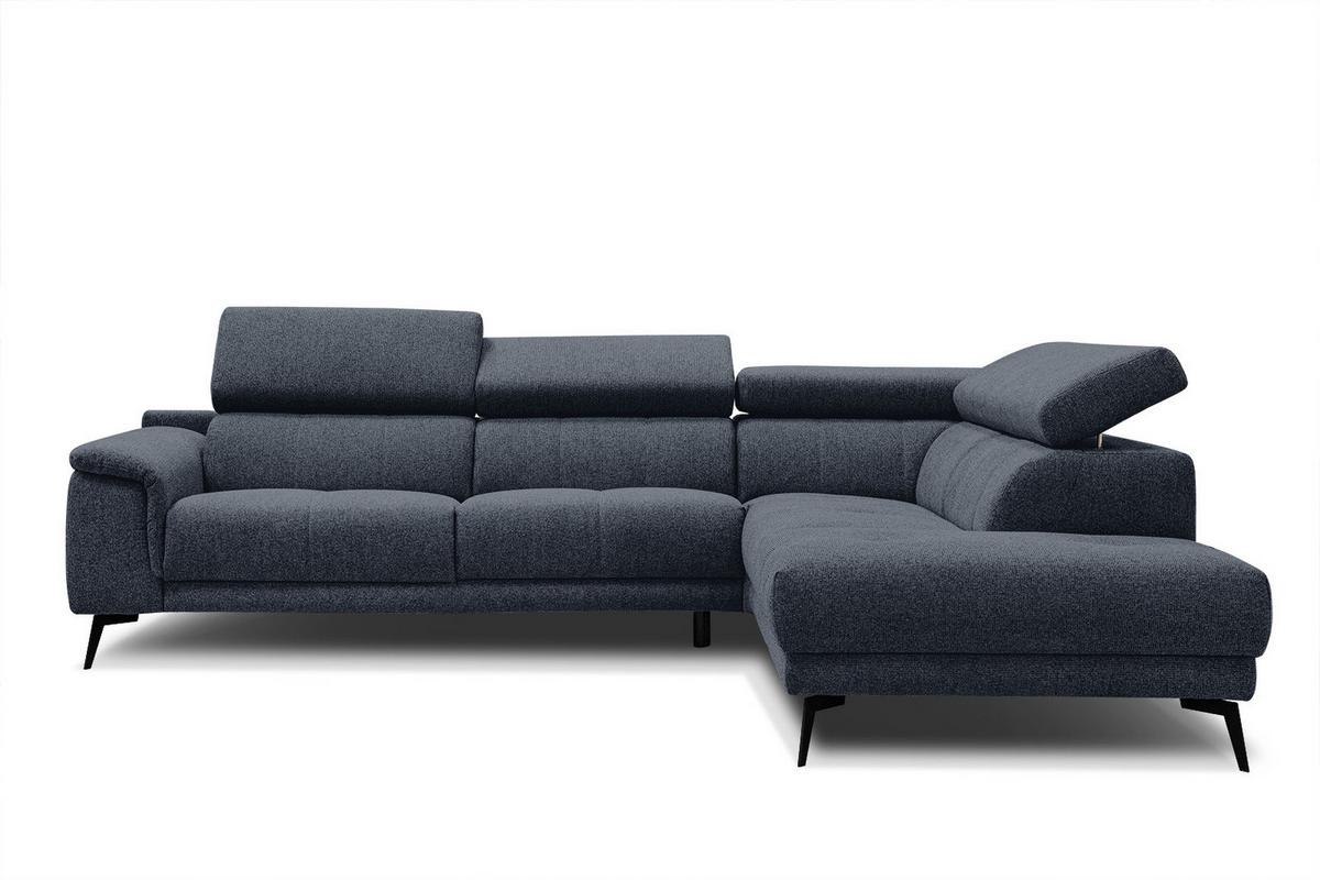 ECKSOFA FIERO 5-Sitzer, dunkelblau - Schwarz/Dunkelblau, Holzwerkstoff/Textil (290/228cm) - Wozimo