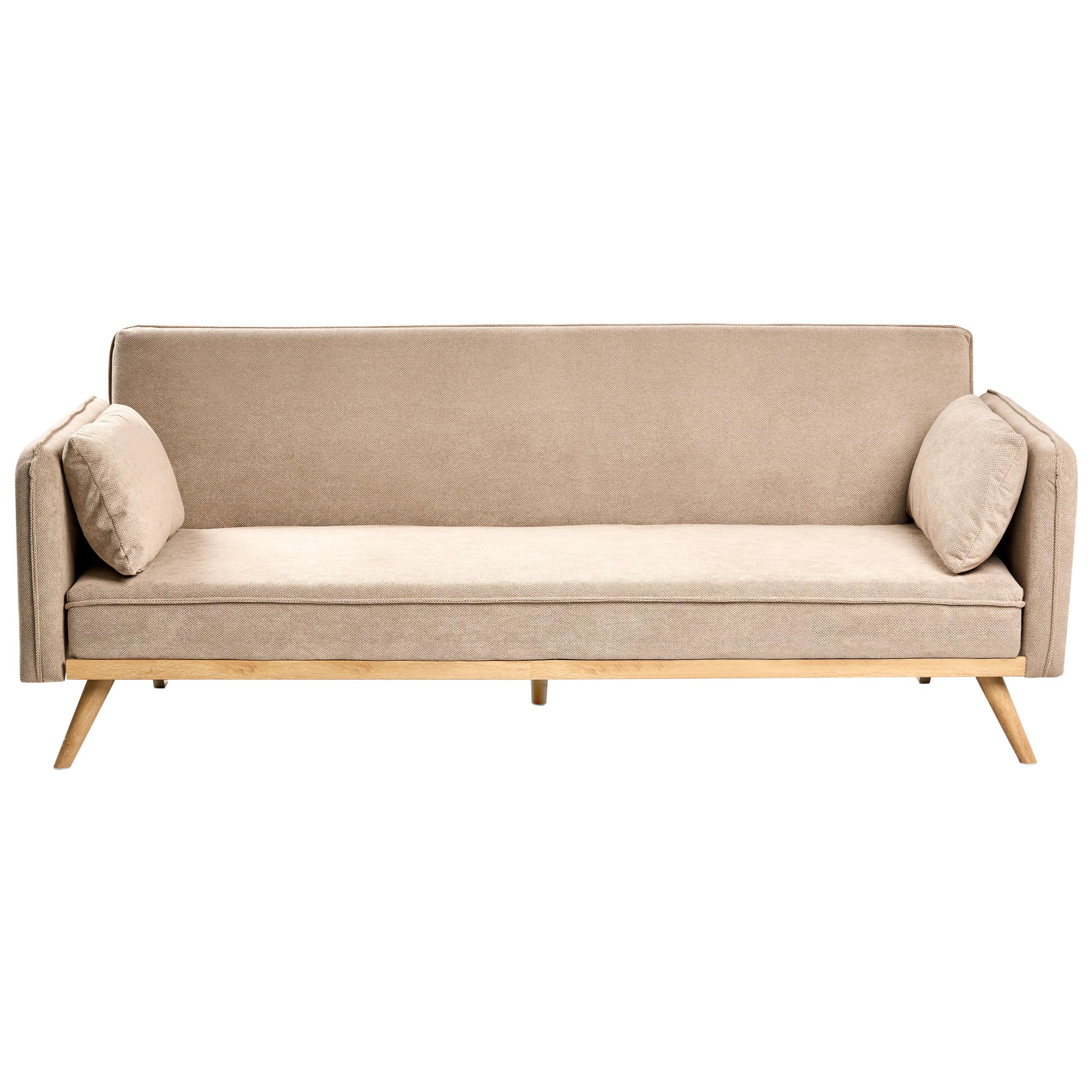 SCHLAFSOFA Stoff Hellbraun Asaa - Hellbraun/Braun, Textil (205/76/80cm) - Beliani