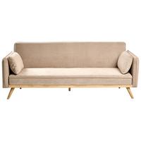 SCHLAFSOFA Stoff Hellbraun Asaa - Hellbraun/Braun, Textil (205/76/80cm) - Beliani