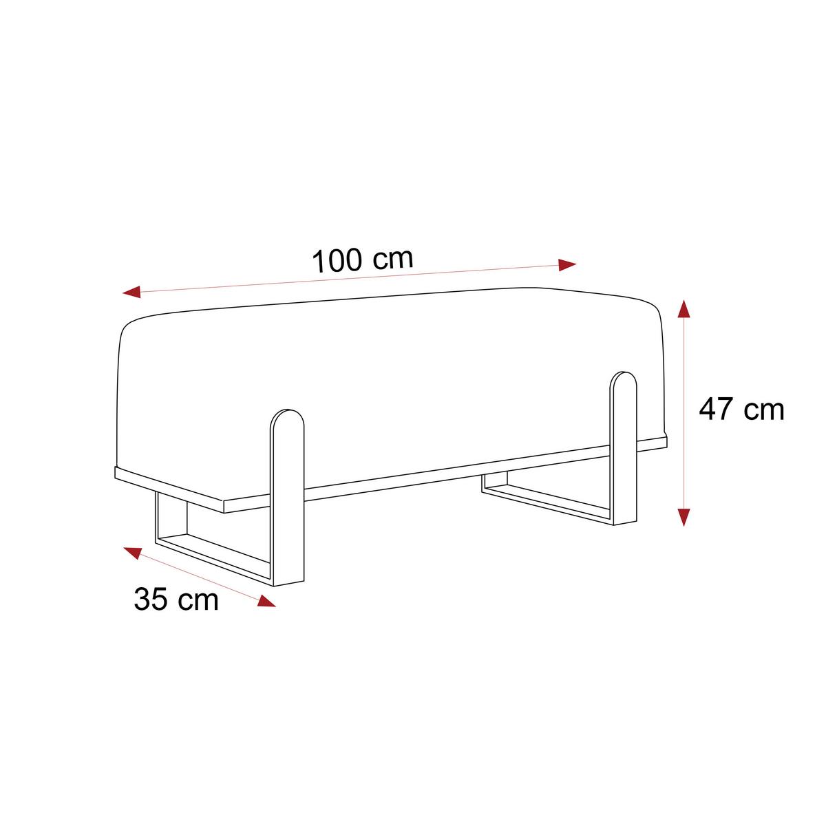 POLSTERBANK MARA 100 cm Gold / Grau ,Metallgestell - Grau, Textil/Metall (100/47/35cm) - Idohome