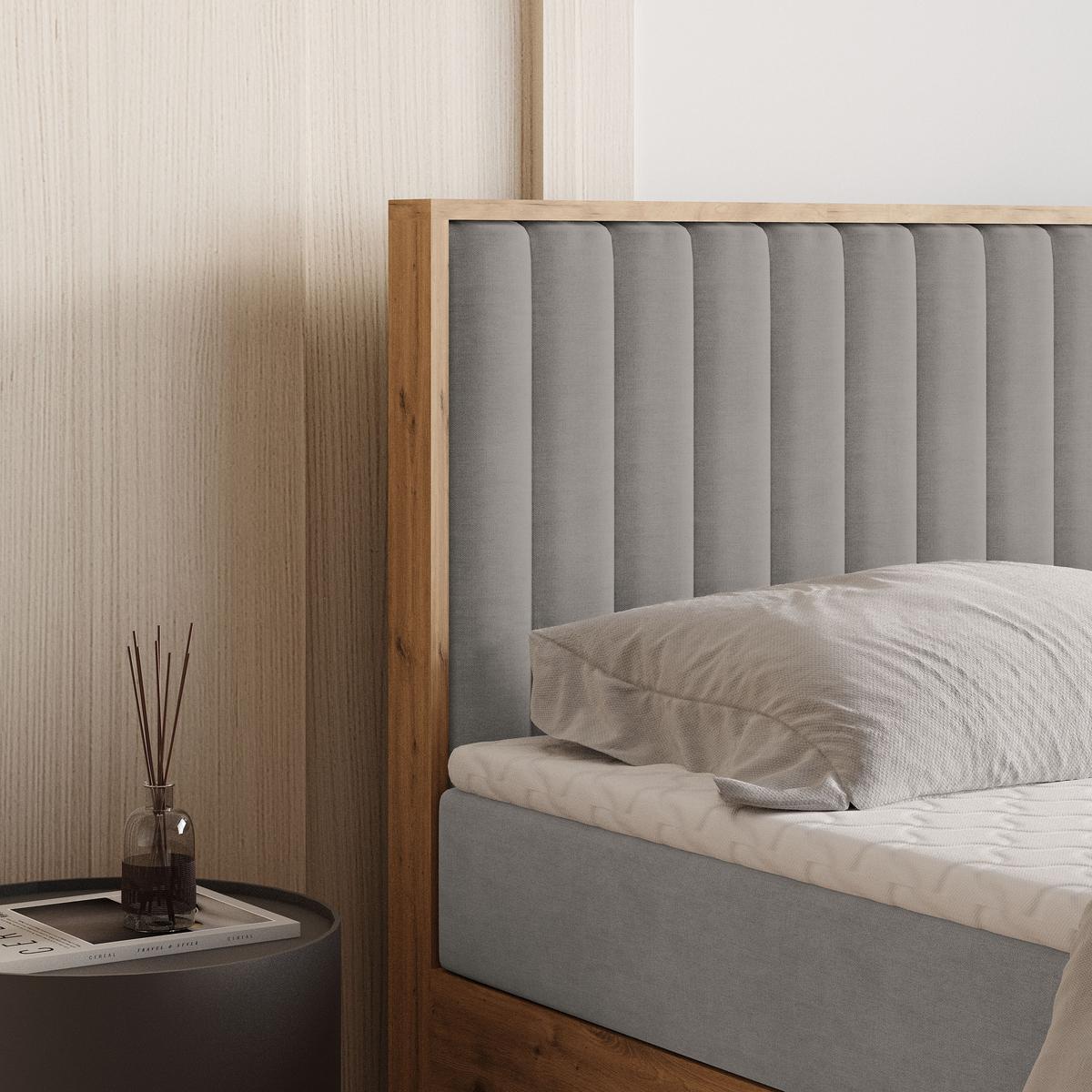 BOXBETT VARELI 140x200 cm mit Matratze und Topper - Grau - Grau, Holz (140/200cm) - MASSENO