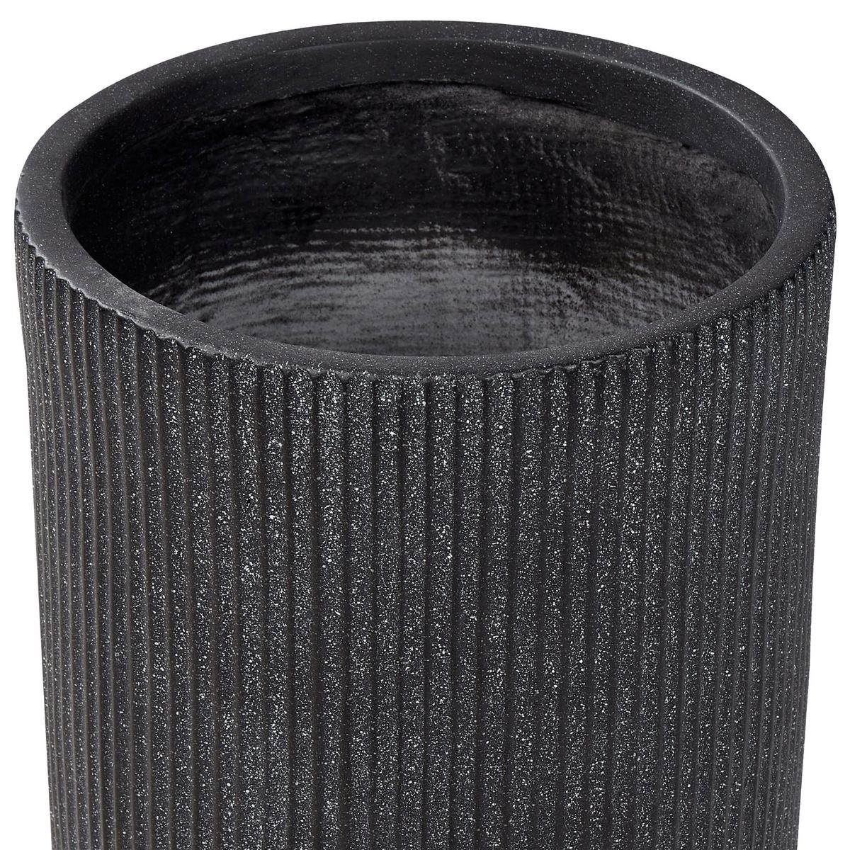 BLUMENTOPF schwarz rund 30/30/49 cm Eantio - Schwarz, Naturmaterialien (49cm) - Beliani