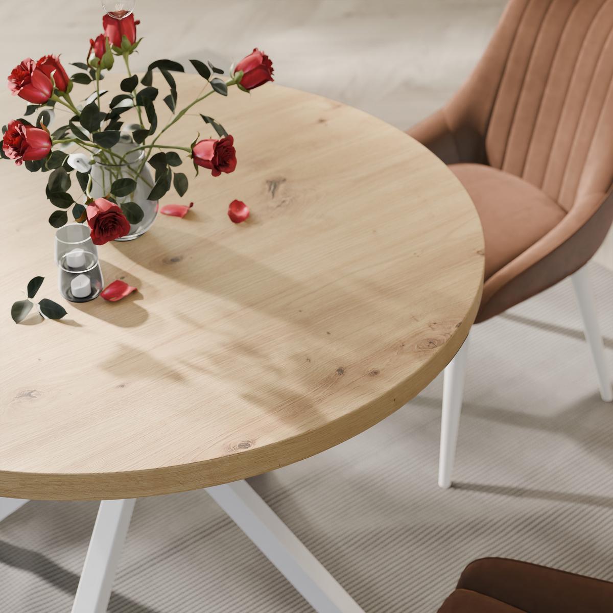 AUSZIEHTISCH MILTON 120-196/76 cm mit Metallgestell, Weiß / Artisan-Eiche - Eiche Artisan/Weiß, Holzwerkstoff/Metall (120/120/76cm) - Idohome