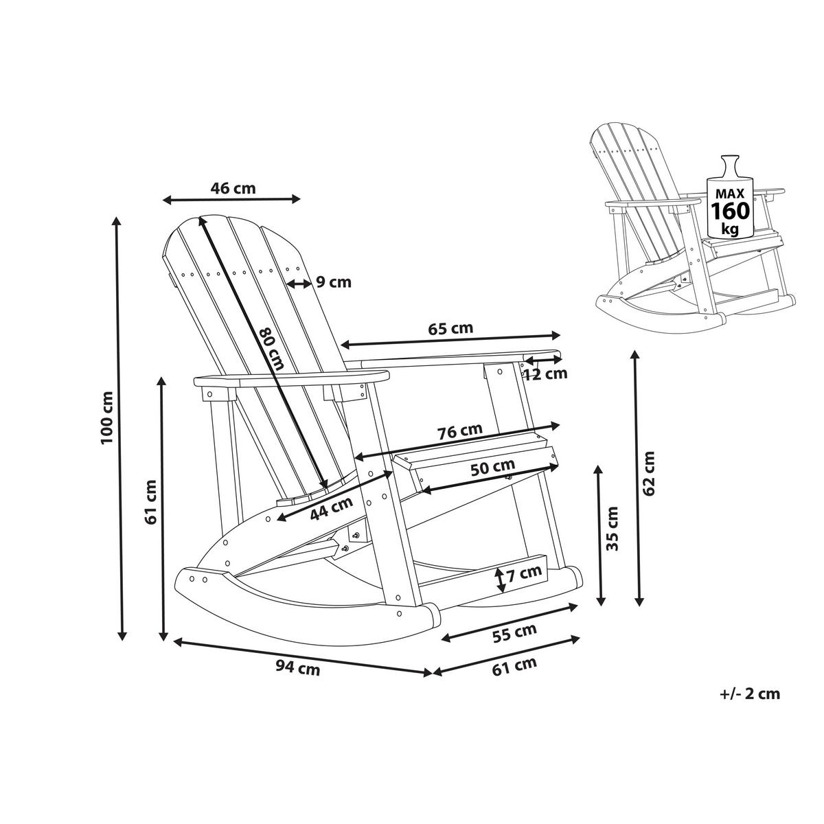 GARTEN-SCHAUKELSTUHL Kunstholz rot Adirondack - Rot, Kunststoff (76/100/94cm) - Beliani