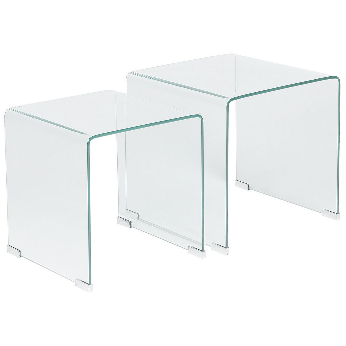 BEISTELLTISCH 2er-Set Rechteckig Transparent Kendall - Transparent, Glas (36/36/42cm) - Beliani
