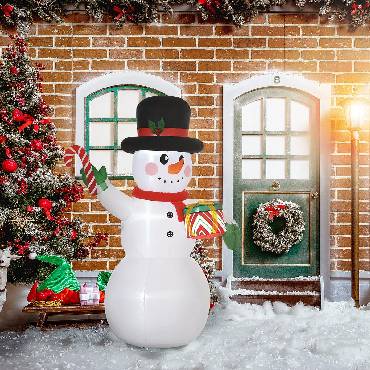 AUFBLASBAR Weihnachtsdeko 1,8 m Schneemann mit LED-Beleuchtung Gartendeko - Weiß, Kunststoff (80/180/120cm) - Outsunny