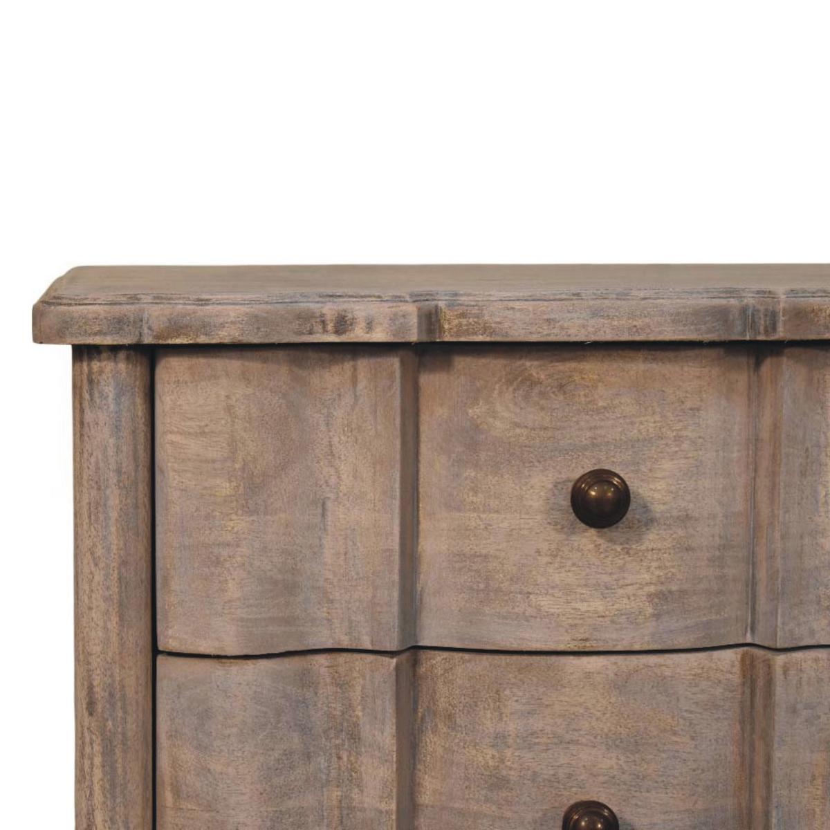NACHTTISCH mit Acid-Wash-Finish, 3 Schubladen, grau - Grau, Holz (55/63/40cm) - Artisan Furniture