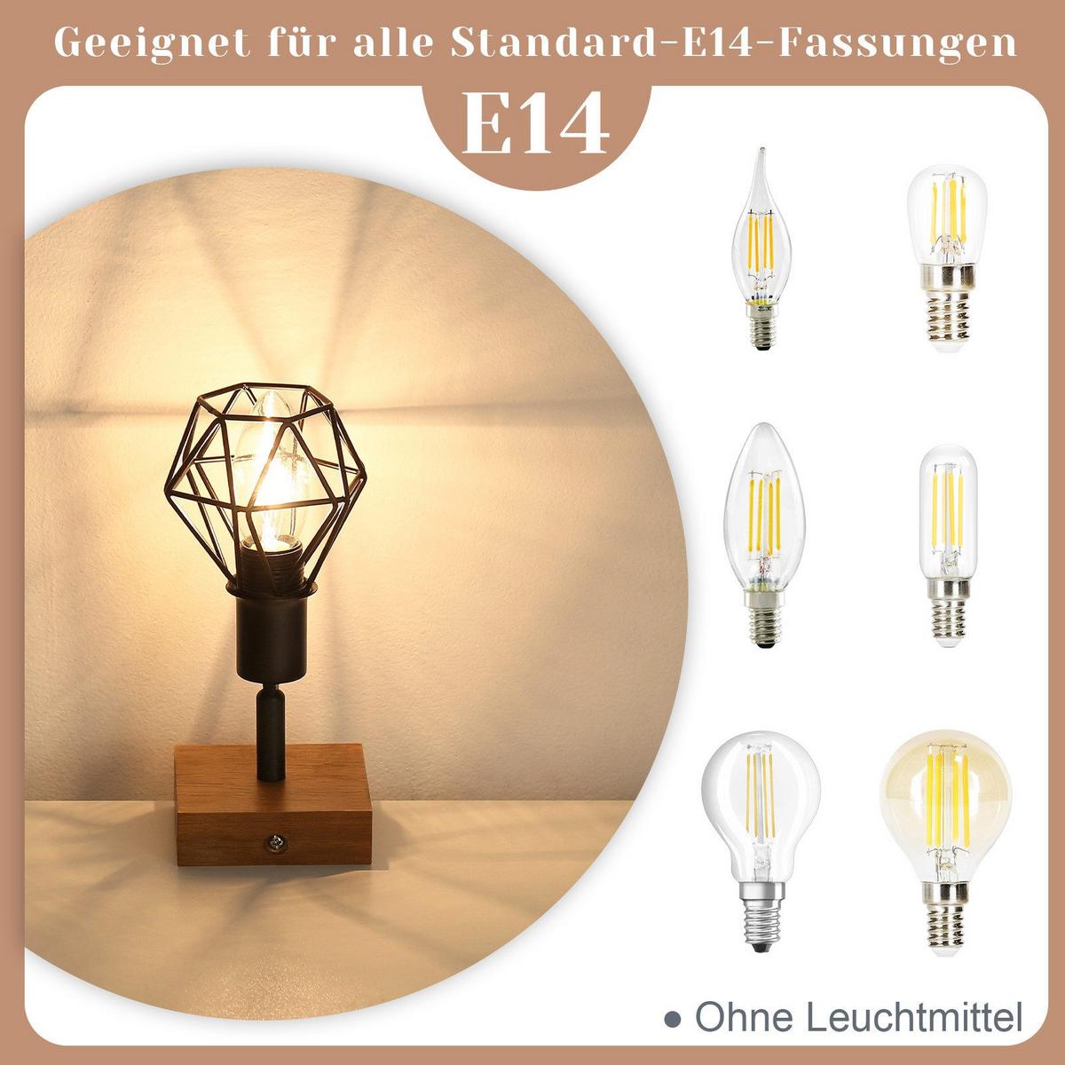 DECKENSTRAHLER Schläger 1-flammig 17/9/9 cm - Schwarz, Metall (17/9/9cm) - Nettlife