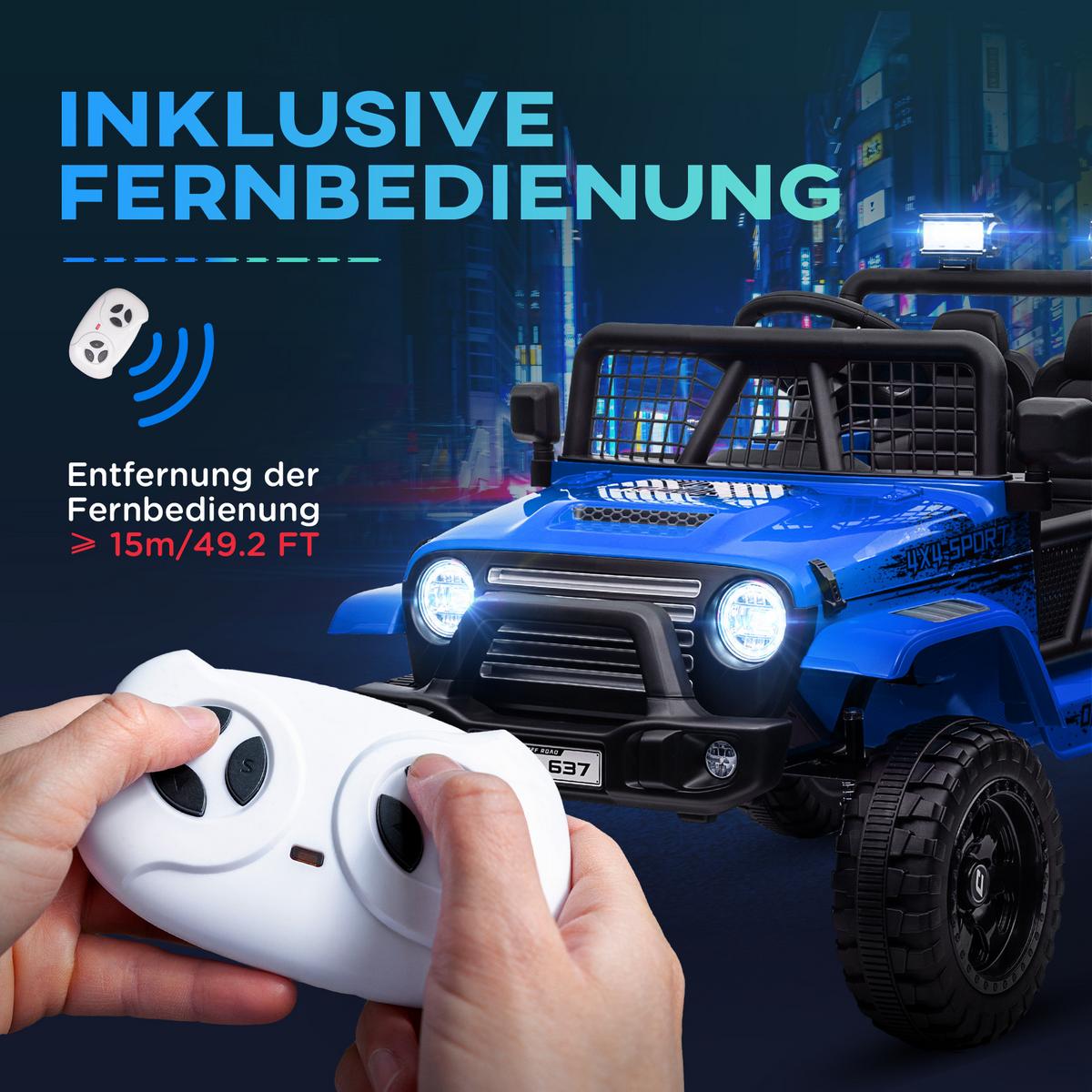 ELEKTRO Kinderauto - Blau, Metall (109/67/68.5cm) - AIYAPLAY