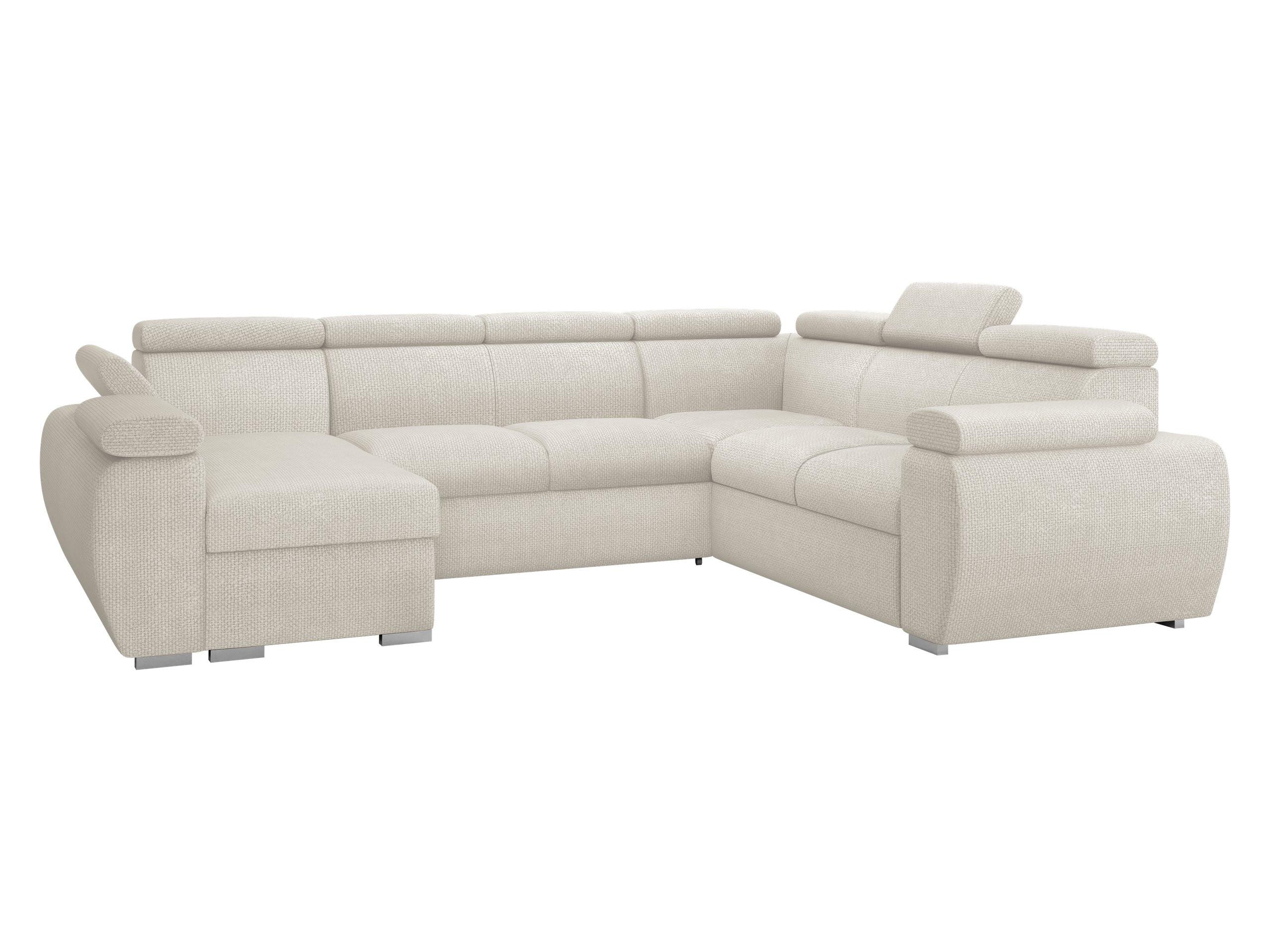 WOHNLANDSCHAFT Boston U, Seite: Links - LC+2P+R+2R - Chromfarben/Creme, Holz/Textil (325/98/260cm) - MIRJAN24