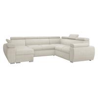 WOHNLANDSCHAFT Boston U, Seite: Links - LC+2P+R+2R - Chromfarben/Creme, Holz/Textil (325/98/260cm) - MIRJAN24