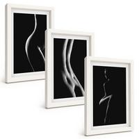 BILDER SET 3er Set - 20x30 cm Weißer Rahmen - Schwarz-weiße weibliche Silhouetten - Weiß, Kunststoff (20/30cm) - TULUP