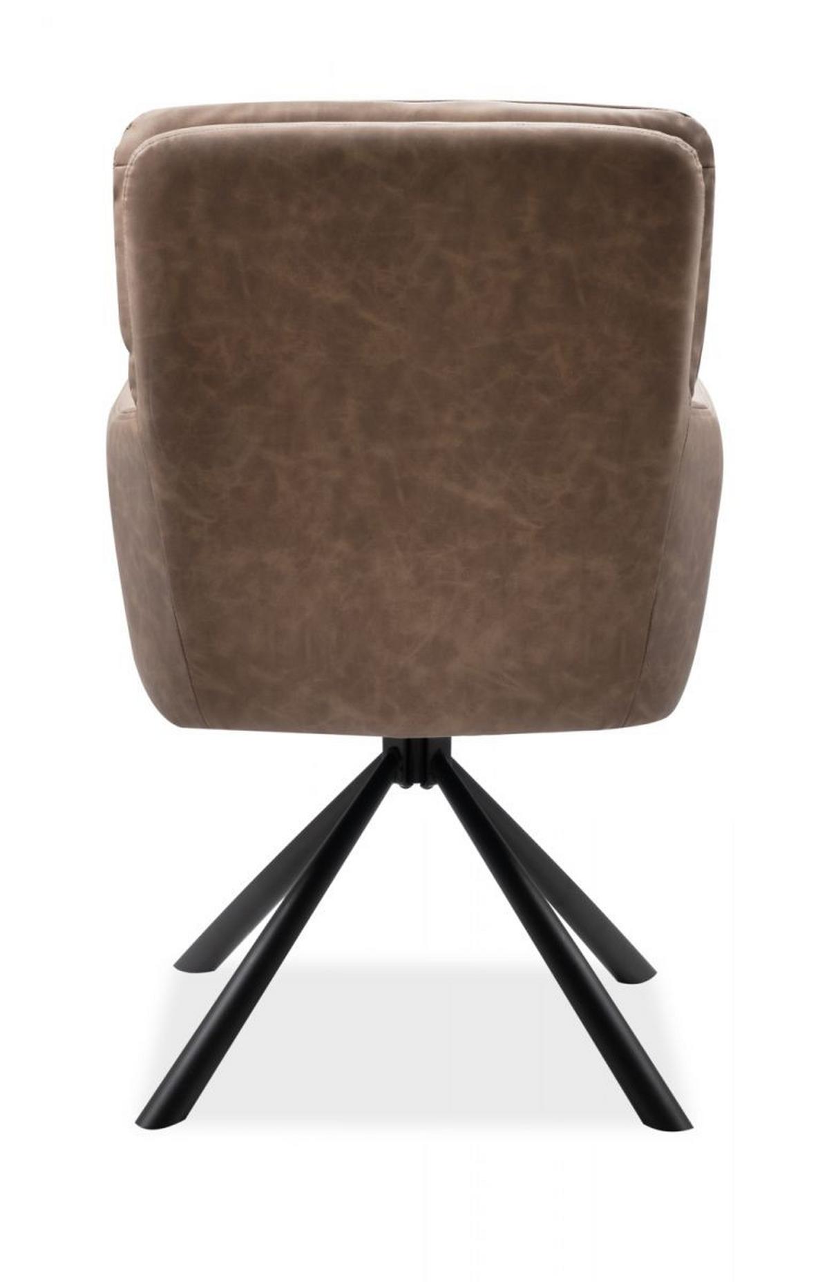 STUHL 2er-Set braun Leder-Optik, Esszimmerstuhl drehbar - Schwarz/Braun, Holz/Textil (57/95.5/57cm) - Furn.Design